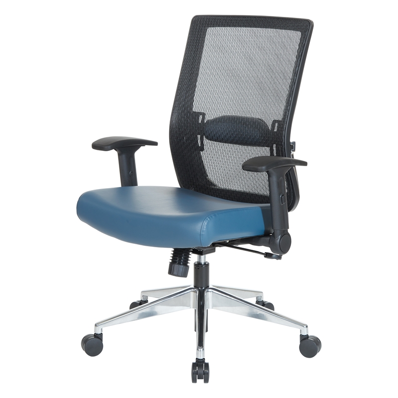 Scranton & Co Black Matrix Back Manager's Chair in Blue Fabric