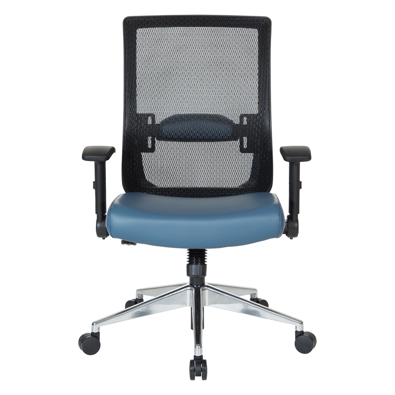 Scranton & Co Black Matrix Back Manager's Chair in Blue Fabric