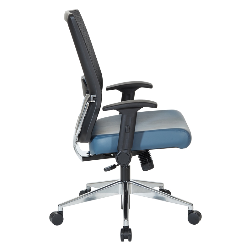 Scranton & Co Black Matrix Back Manager's Chair in Blue Fabric
