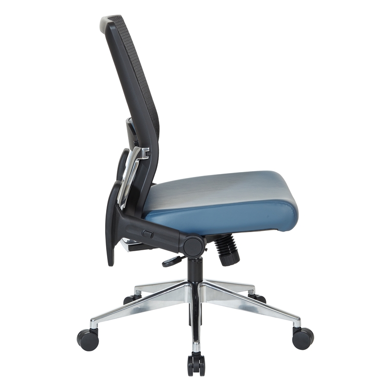 Scranton & Co Black Matrix Back Manager's Chair in Blue Fabric