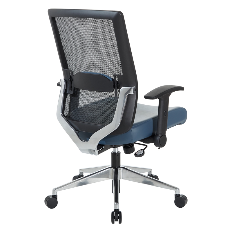 Scranton & Co Black Matrix Back Manager's Chair in Blue Fabric