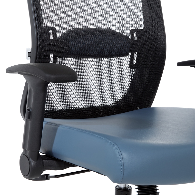Scranton & Co Black Matrix Back Manager's Chair in Blue Fabric