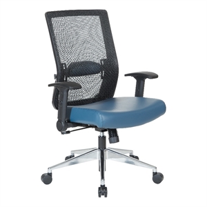 Scranton & Co Black Matrix Back Manager's Chair in Blue Fabric