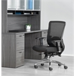 Scranton & Co Black Vertical Mesh Back Office Chair with Leather Seat