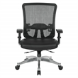 Scranton & Co Black Vertical Mesh Back Office Chair with Leather Seat