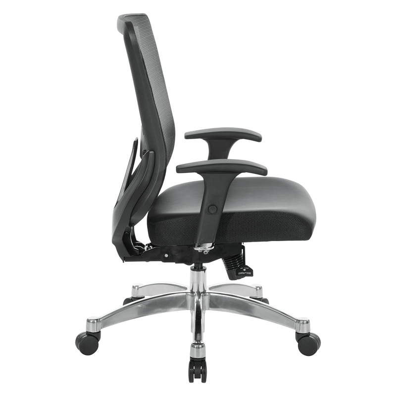 Scranton & Co Black Vertical Mesh Back Office Chair with Leather Seat