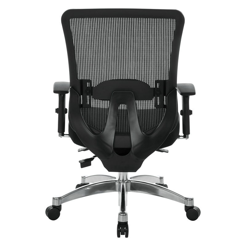 Scranton & Co Black Vertical Mesh Back Office Chair with Leather Seat