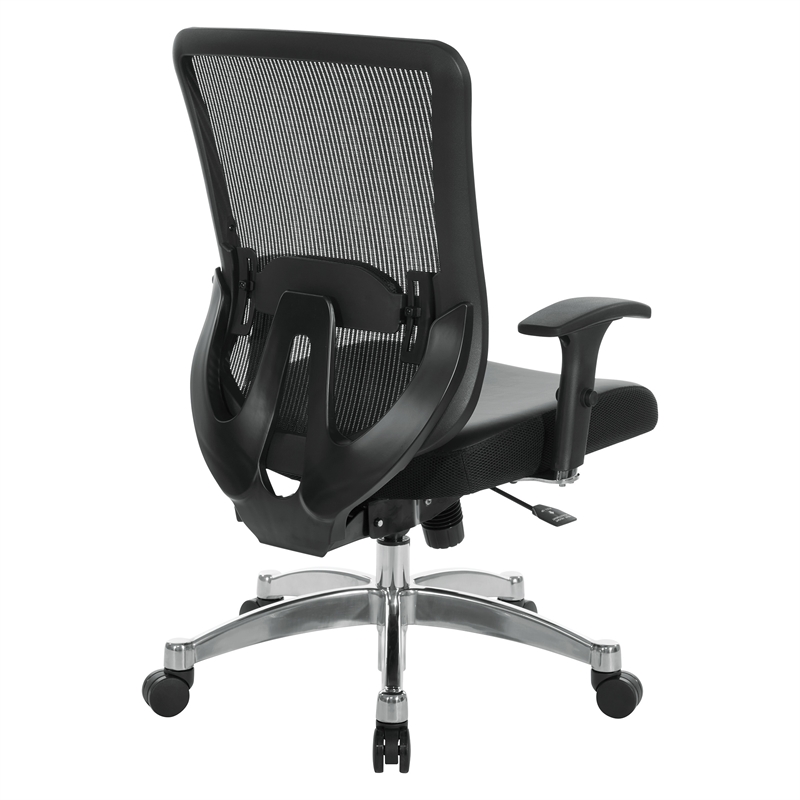 Scranton & Co Black Vertical Mesh Back Office Chair with Leather Seat