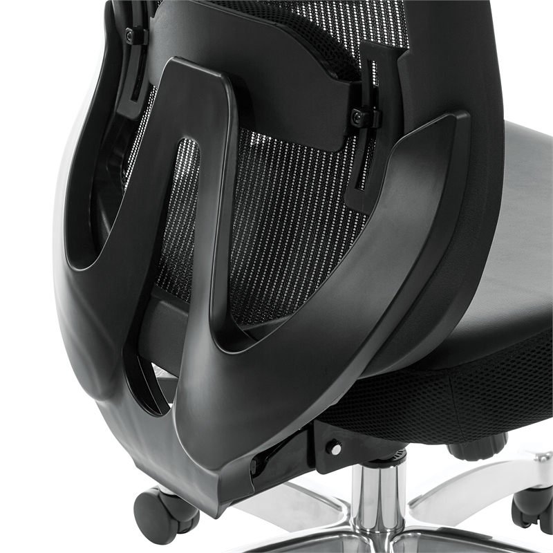 Scranton & Co Black Vertical Mesh Back Office Chair with Leather Seat