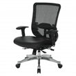 Scranton & Co Black Vertical Mesh Back Office Chair with Leather Seat