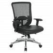 Scranton & Co Black Vertical Mesh Back Office Chair with Leather Seat