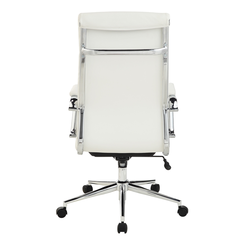 Scranton & Co High Back Office Chair in Snow White Fabric Chrome Base
