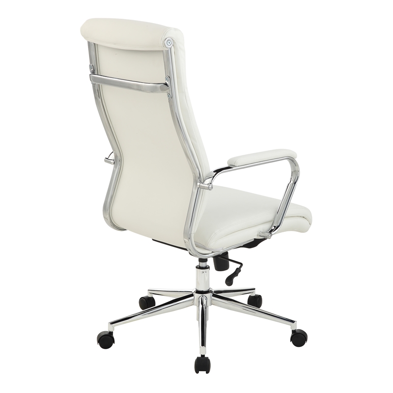 Scranton & Co High Back Office Chair in Snow White Fabric Chrome Base