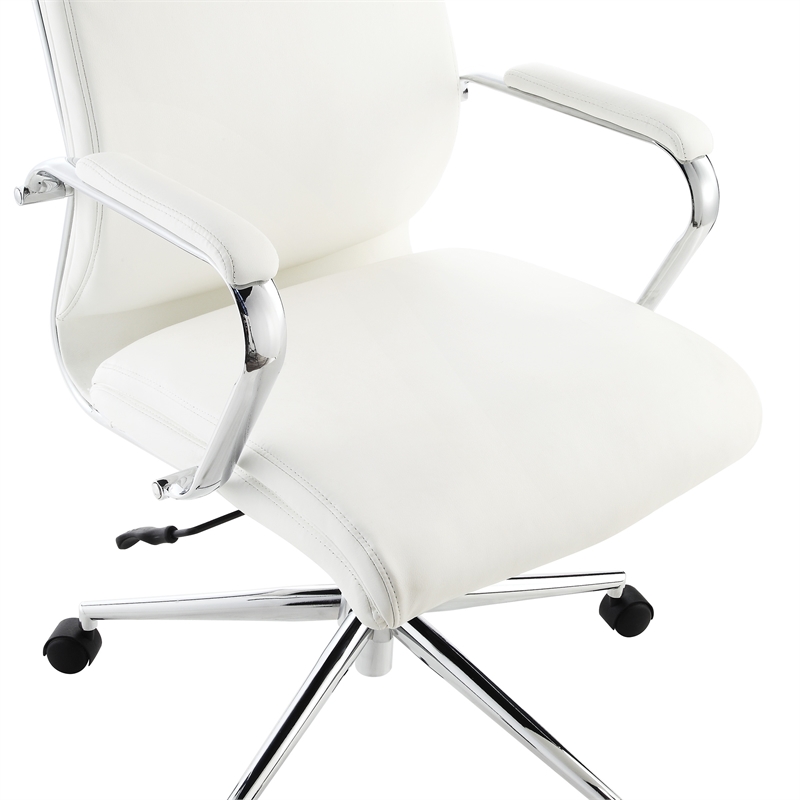 Scranton & Co High Back Office Chair in Snow White Fabric Chrome Base