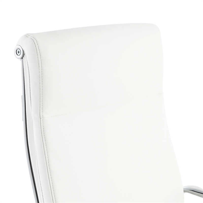 Scranton & Co High Back Office Chair in Snow White Fabric Chrome Base