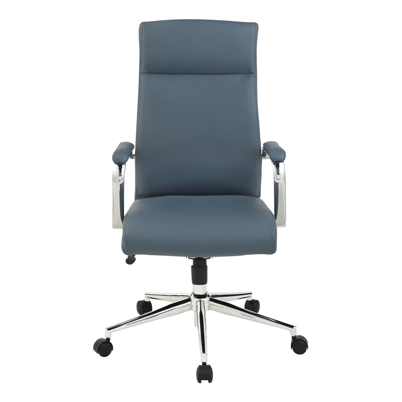 Scranton & Co High Back Blue Fabric Manager's Chair with Chrome Base