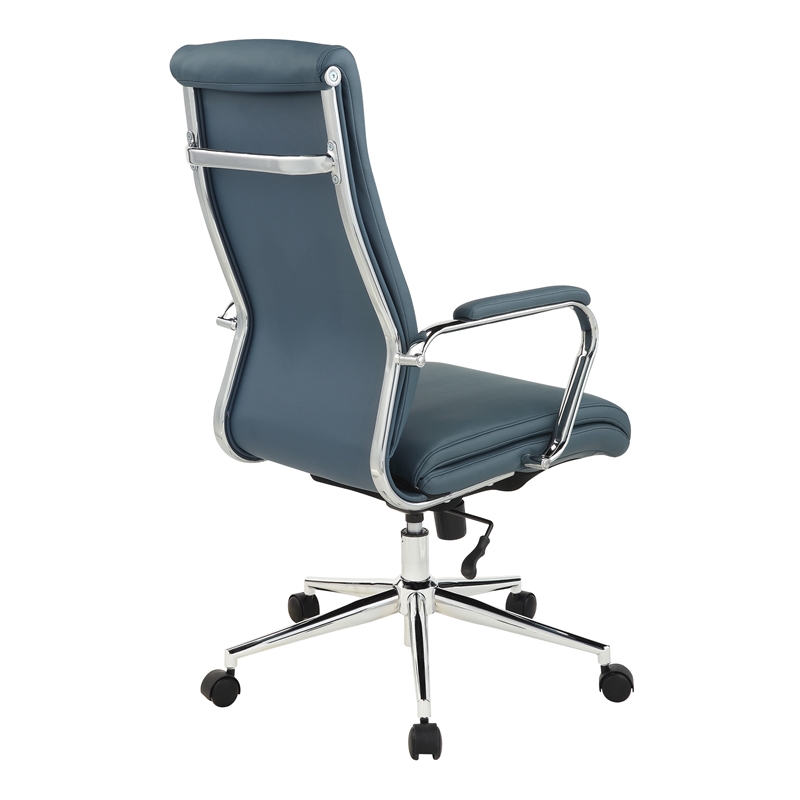 Scranton & Co High Back Blue Fabric Manager's Chair with Chrome Base