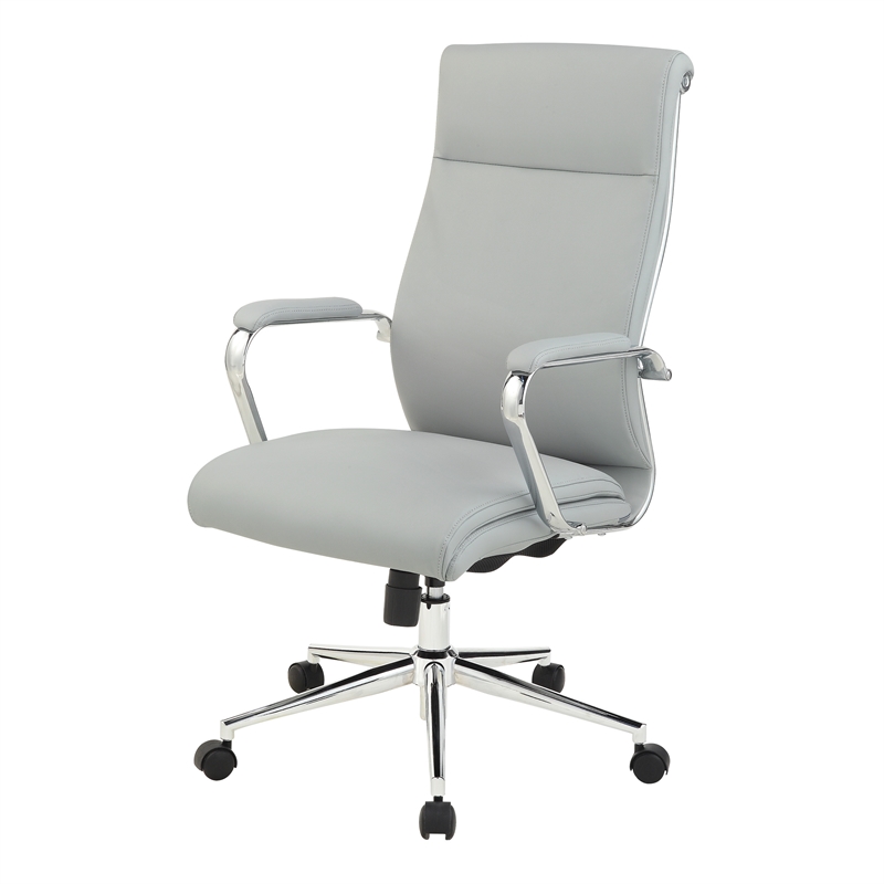 Scranton & Co High Back Steel Gray Fabric Manager's Chair with Chrome Base