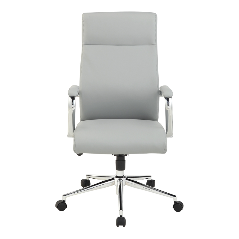 Scranton & Co High Back Steel Gray Fabric Manager's Chair with Chrome Base