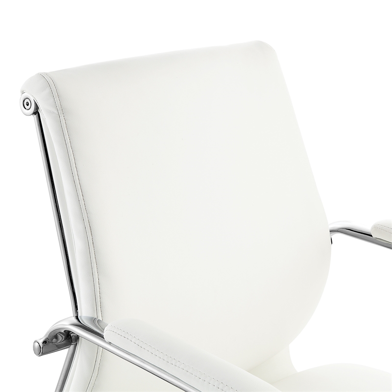 Scranton & Co Mid Back Snow White Fabric Manager's Chair with Chrome Base