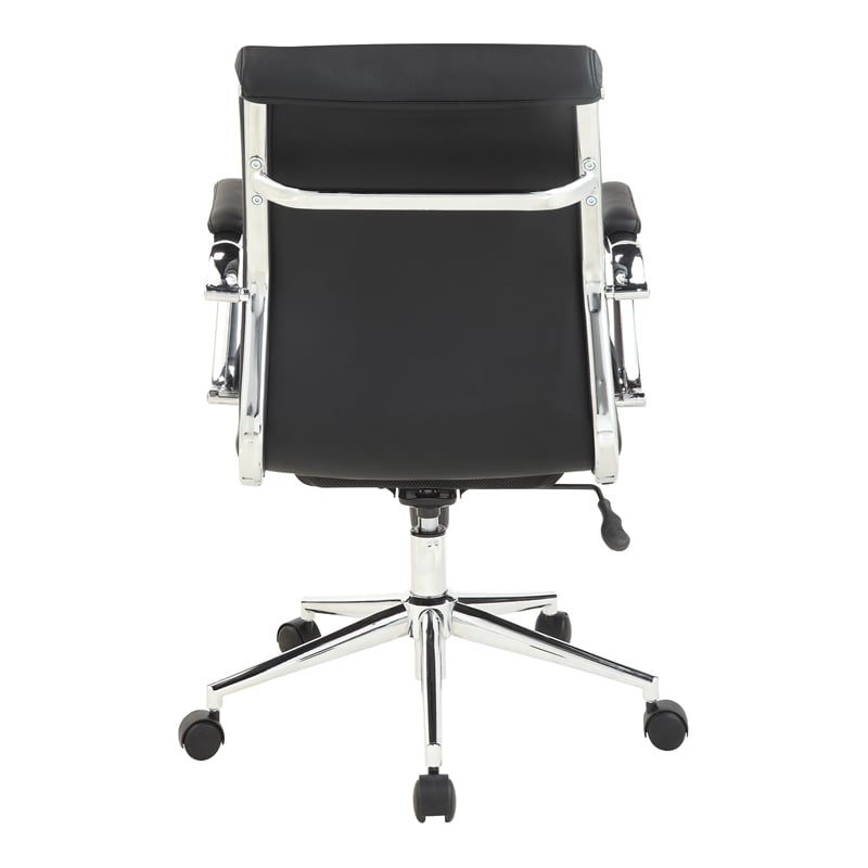 Scranton & Co Mid Back Manager's Chair in Black Fabric with Chrome Base