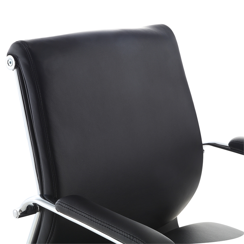 Scranton & Co Mid Back Manager's Chair in Black Fabric with Chrome Base