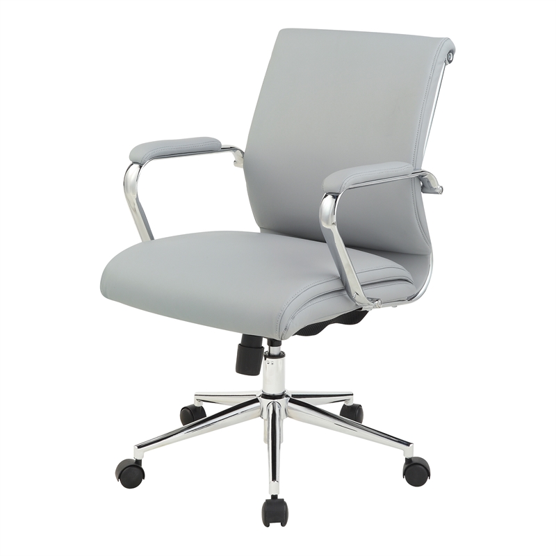 Scranton & Co Mid Back Manager's Chair in Steel Gray Fabric with Chrome Base