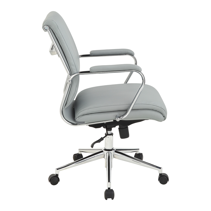 Scranton & Co Mid Back Manager's Chair in Steel Gray Fabric with Chrome Base