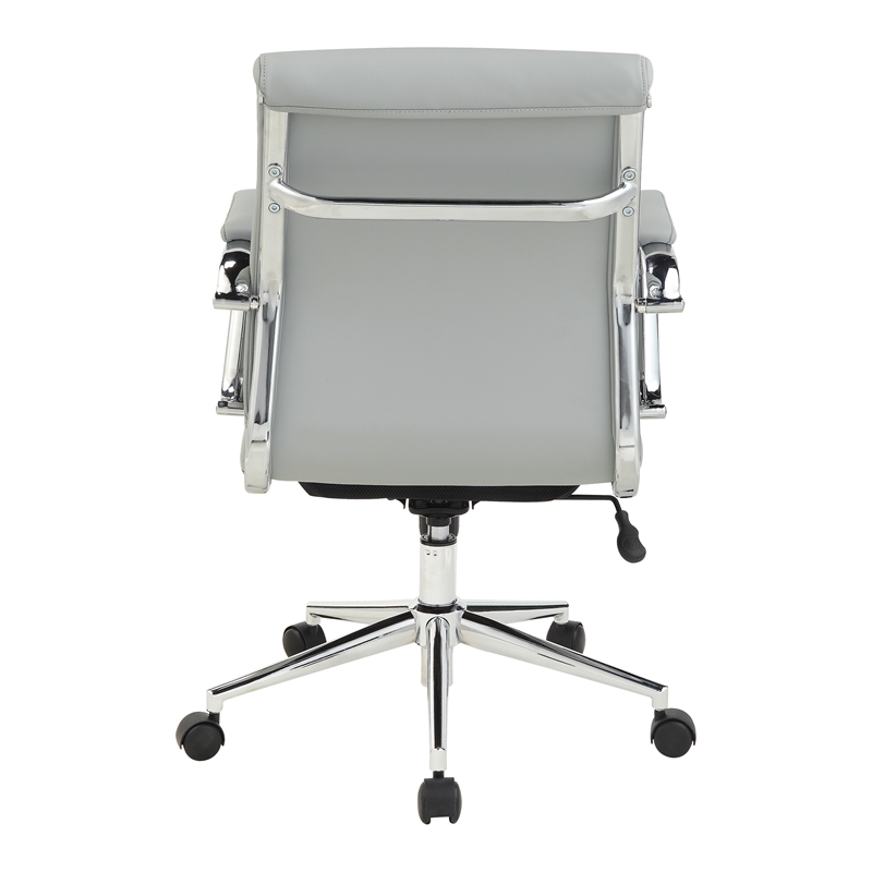 Scranton & Co Mid Back Manager's Chair in Steel Gray Fabric with Chrome Base