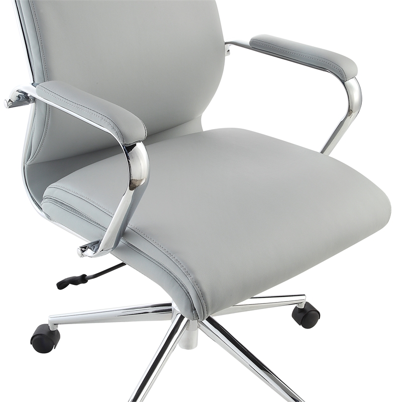 Scranton & Co Mid Back Manager's Chair in Steel Gray Fabric with Chrome Base