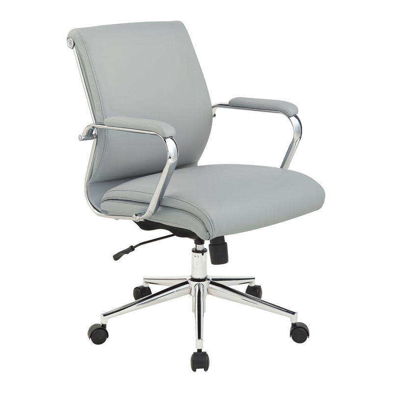 Scranton & Co Mid Back Manager's Chair in Steel Gray Fabric with Chrome Base