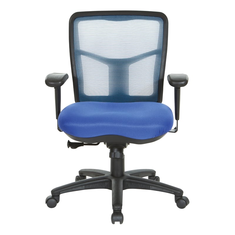 Scranton & Co Blue Air Mist Mesh Back Office Chair with Fabric Seat