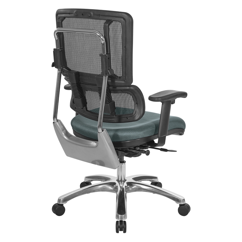 Scranton & Co Black Mesh Back Office Chair in Gray Fabric Seat