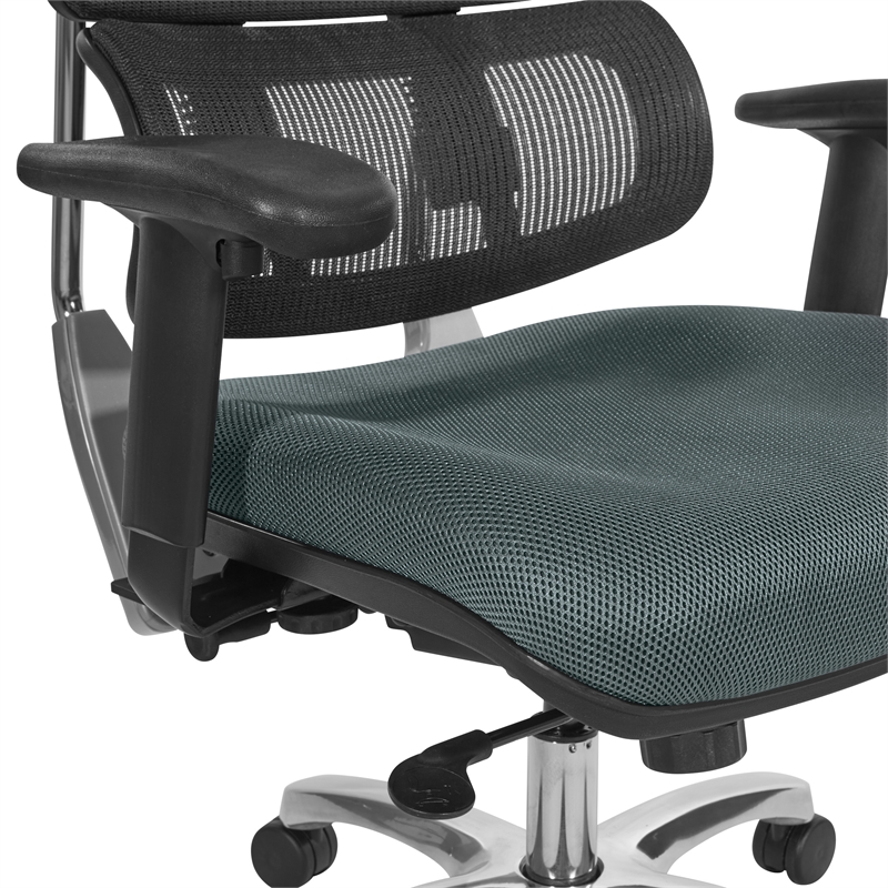 Scranton & Co Black Mesh Back Office Chair in Gray Fabric Seat