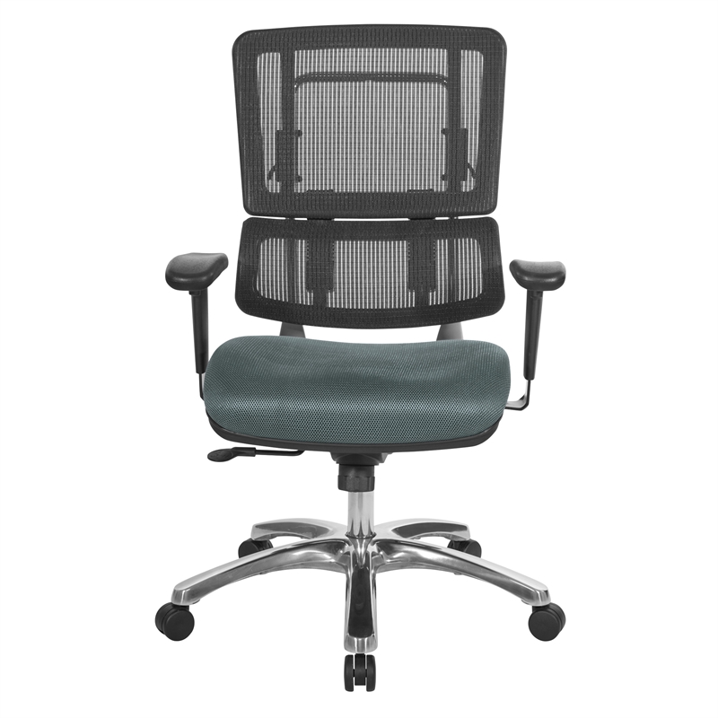 Scranton & Co Black Mesh Back Office Chair in Gray Fabric Seat
