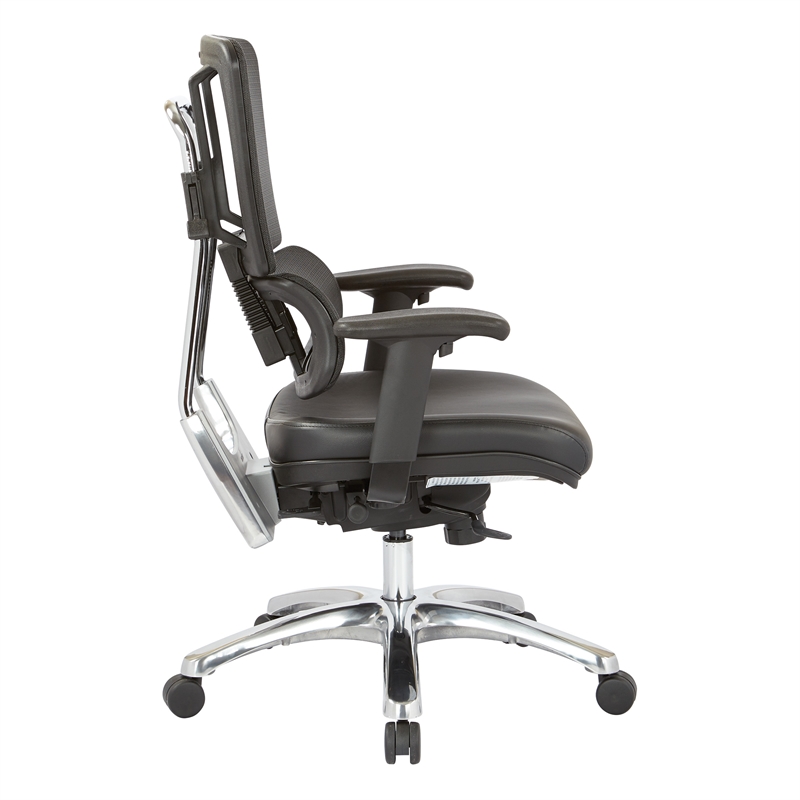 Scranton & Co Black Mesh Back Chair in Black Fabric with Aluminum Base