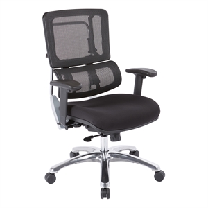 Scranton & Co Black Mesh Back Chair in Coal Black Fabric Aluminum Base