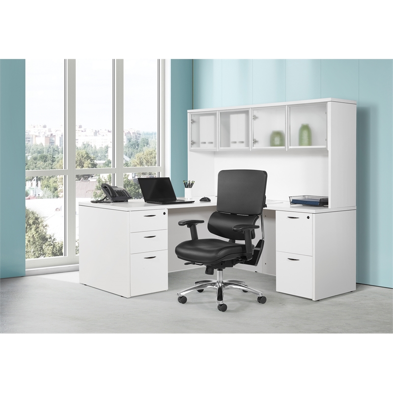 Scranton & Co Manager's Chair in Black Faux Leather with Aluminum Base