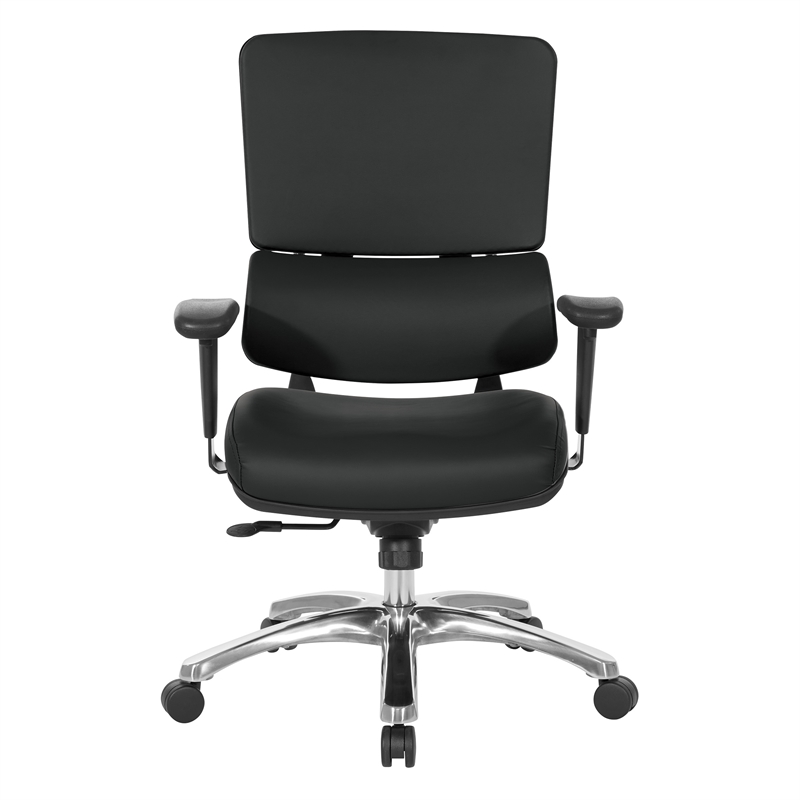 Scranton & Co Manager's Chair in Black Faux Leather with Aluminum Base