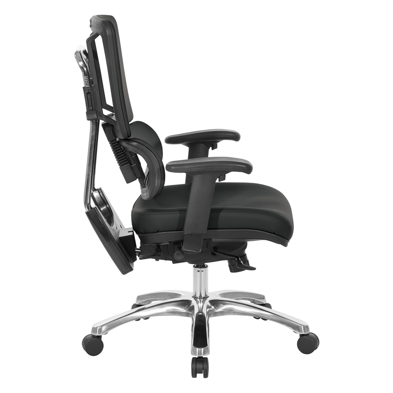 Scranton & Co Manager's Chair in Black Faux Leather with Aluminum Base