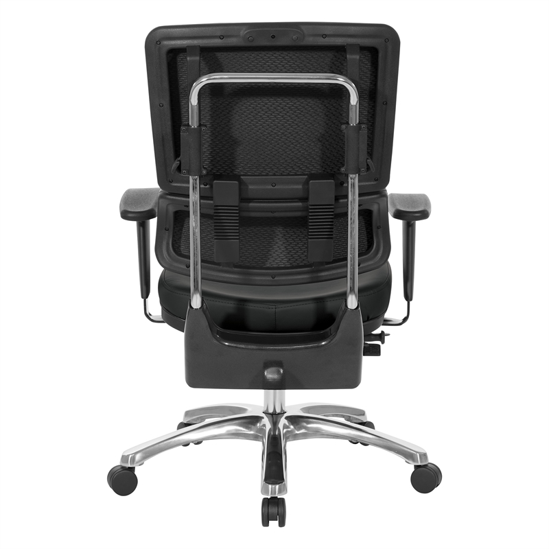 Scranton & Co Manager's Chair in Black Faux Leather with Aluminum Base