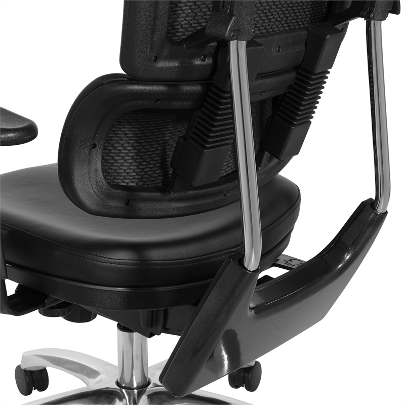 Scranton & Co Manager's Chair in Black Faux Leather with Aluminum Base