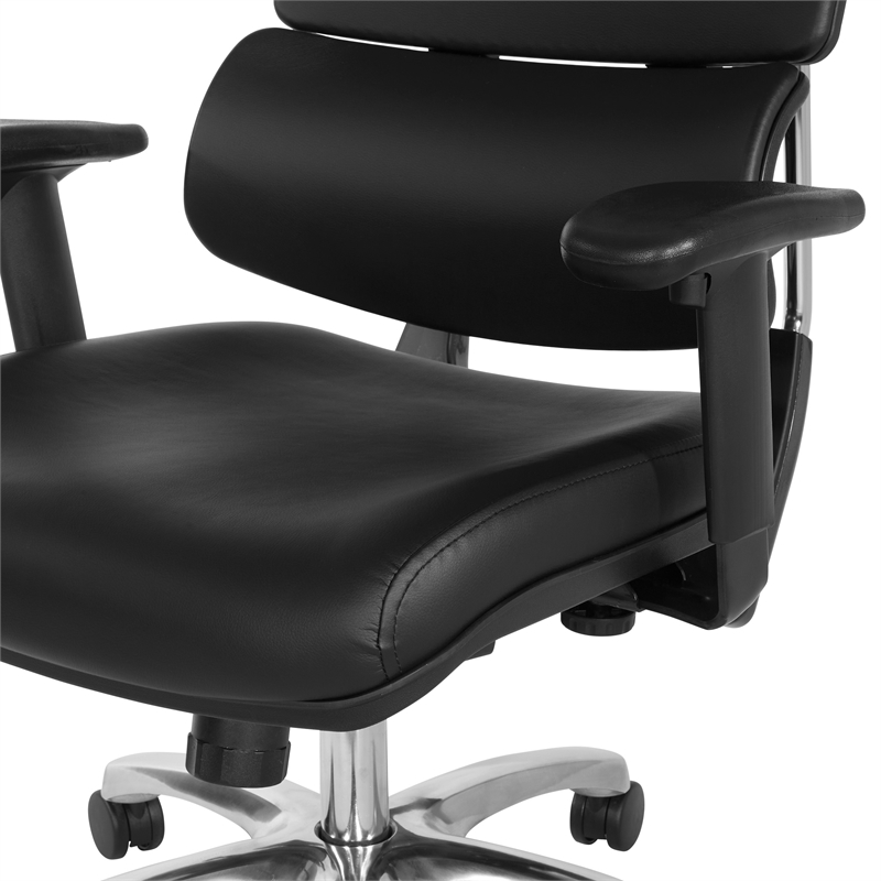 Scranton & Co Manager's Chair in Black Faux Leather with Aluminum Base