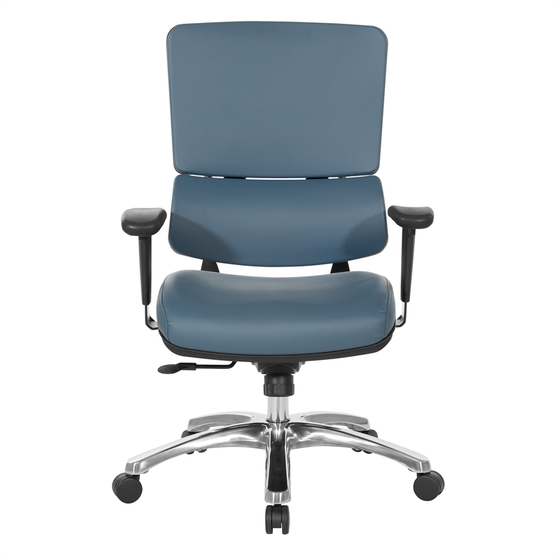 Scranton & Co Manager's Chair in Blue Faux Leather with Aluminum Base