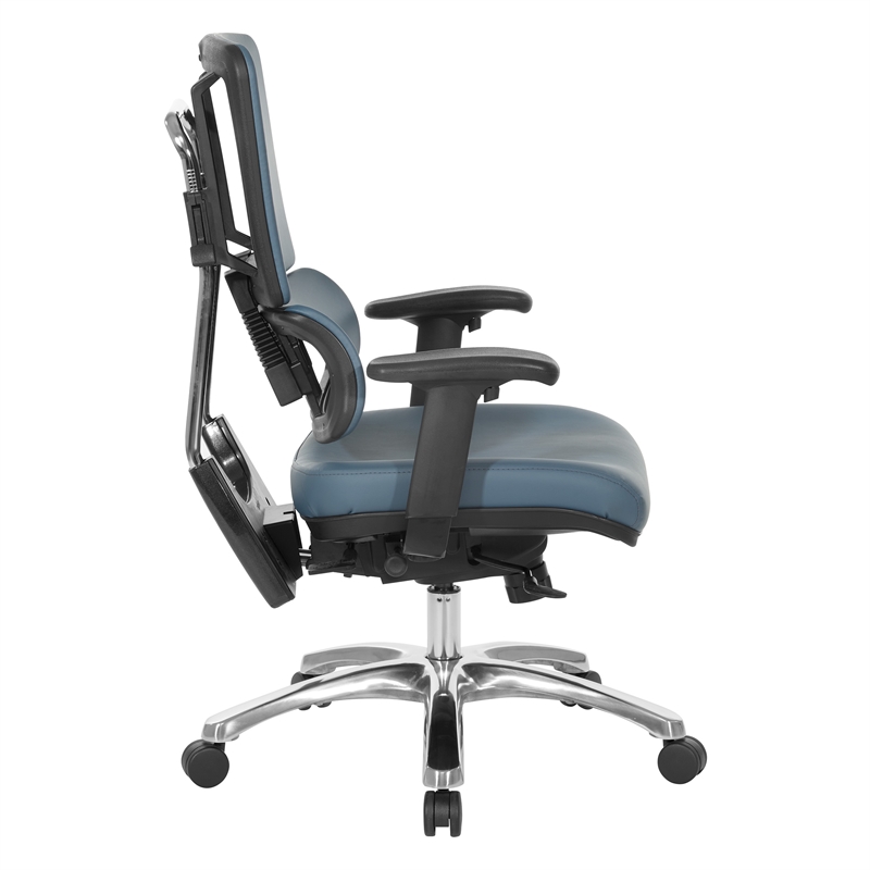 Scranton & Co Manager's Chair in Blue Faux Leather with Aluminum Base