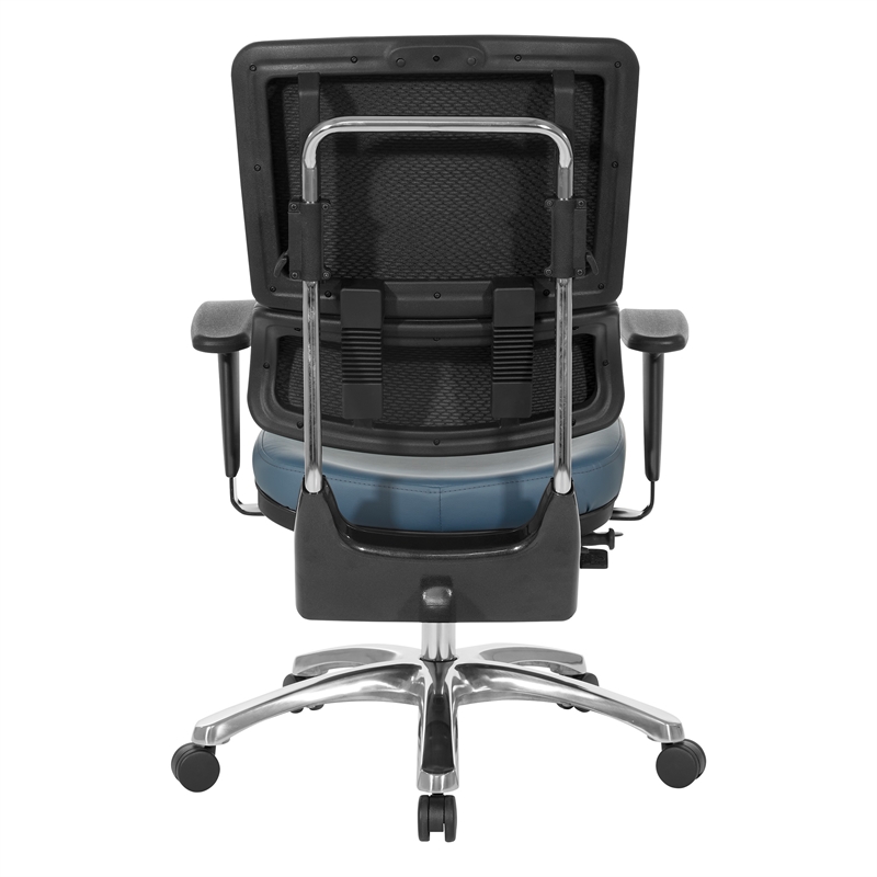 Scranton & Co Manager's Chair in Blue Faux Leather with Aluminum Base