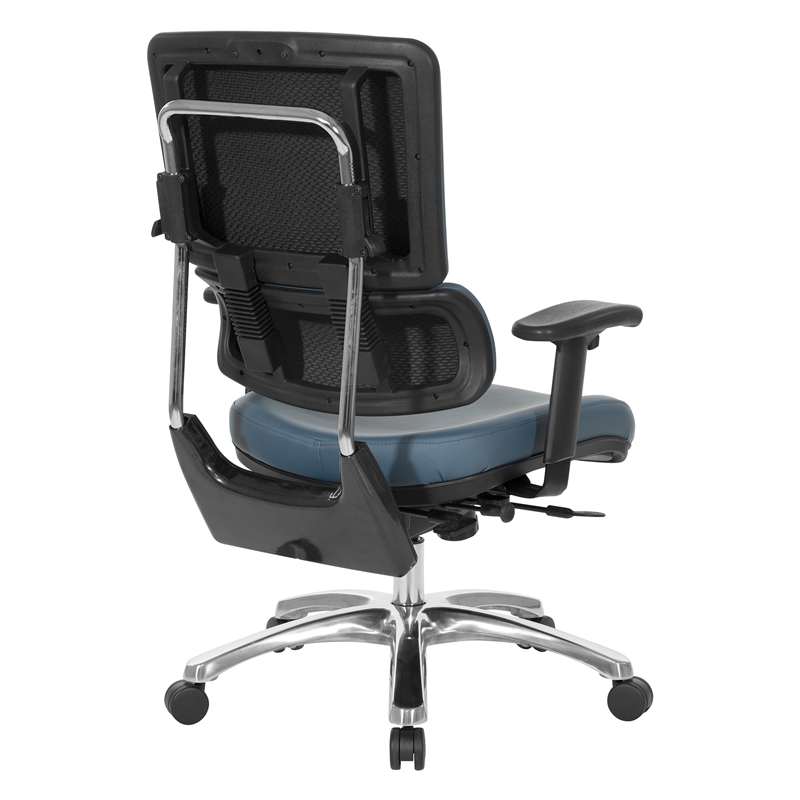 Scranton & Co Manager's Chair in Blue Faux Leather with Aluminum Base