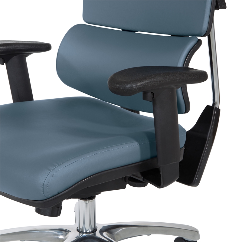 Scranton & Co Manager's Chair in Blue Faux Leather with Aluminum Base
