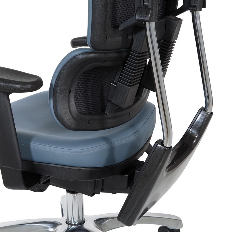Scranton & Co Manager's Chair in Blue Faux Leather with Aluminum Base
