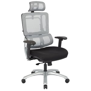 Scranton & Co Gray Mesh Back Office Chair with Silver Base and Headrest